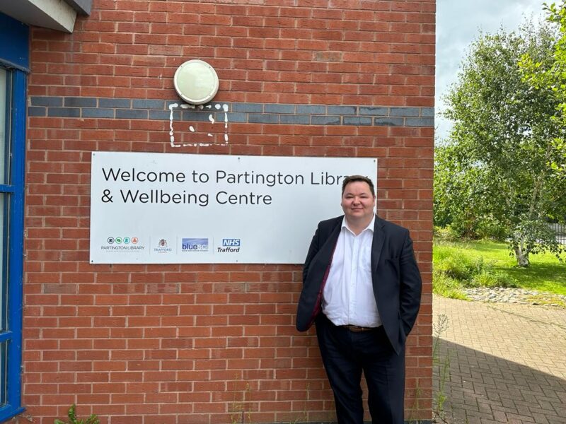 Andrew outside Partington Library - one of his surgery locations. 