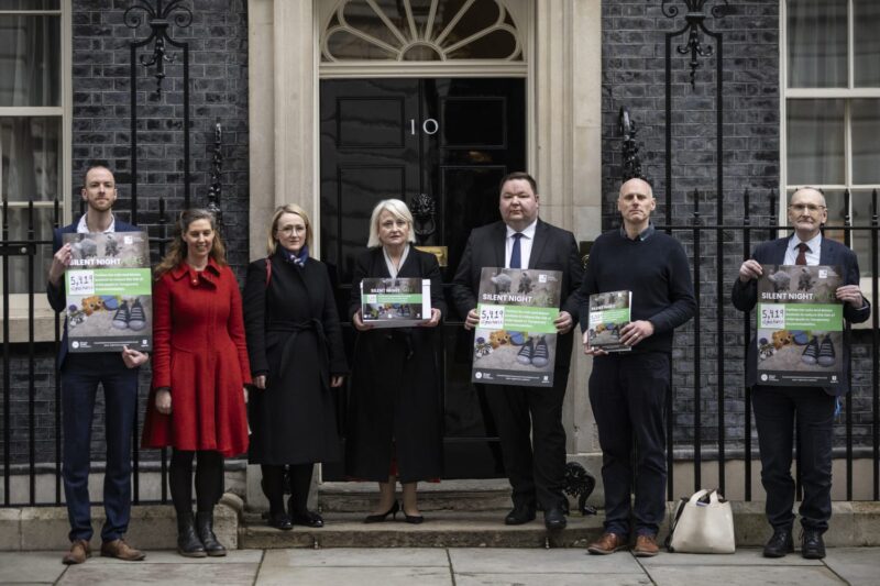 Andrew Western, along with members of the APPG on Households in Temporary Accommodation, delivering a petition to Downing Street.